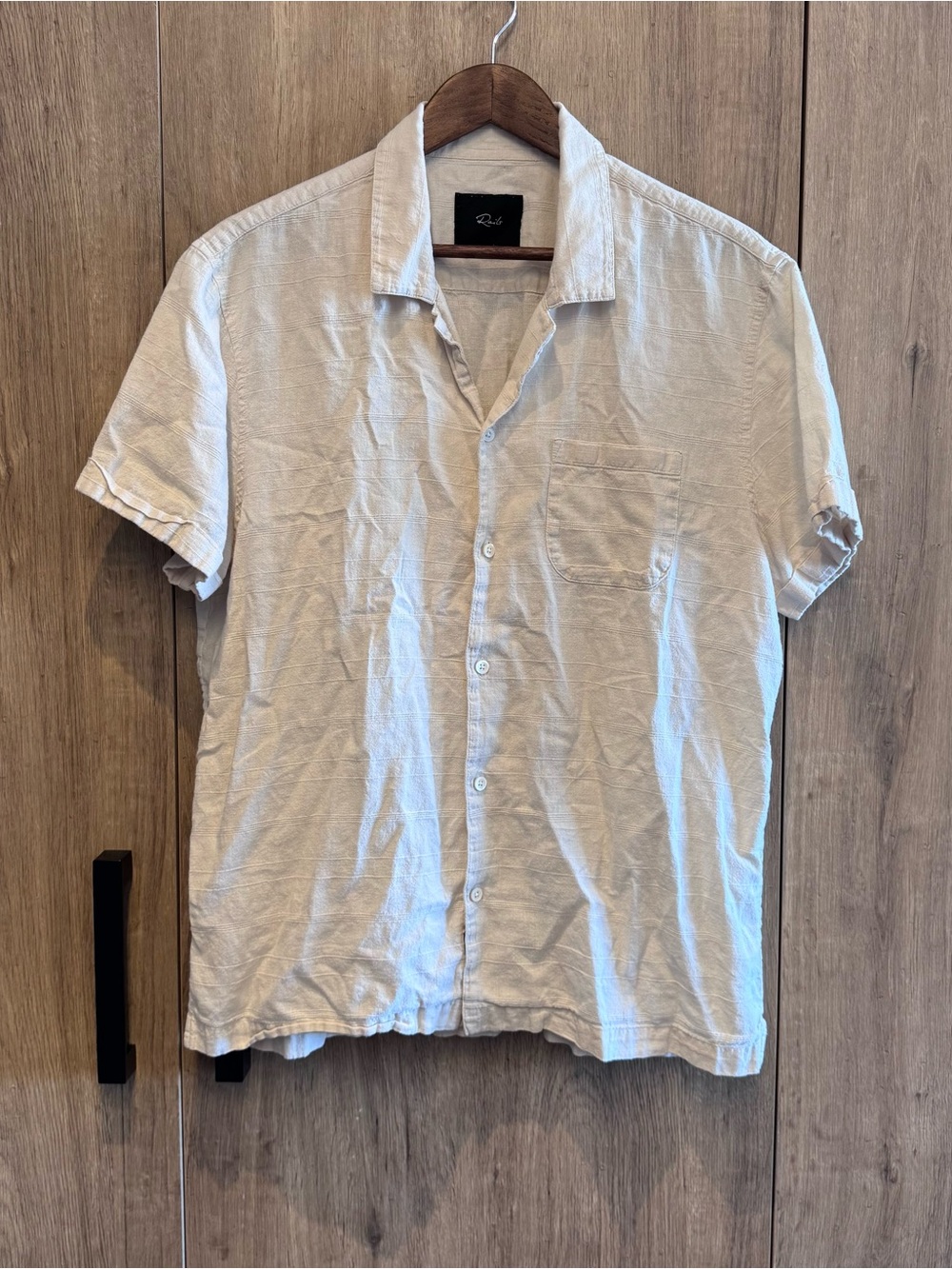 Rails Coastal Hemp Capsule Beige Button Down Short Sleeve Casual Shirt L
